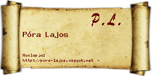 Póra Lajos névjegykártya